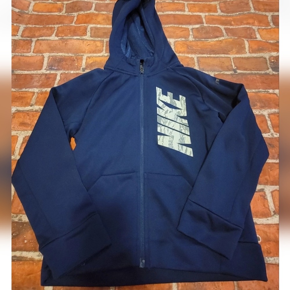 Nike Boys Blue Hoodie Zip Jacket Sz 7 Dri Fit